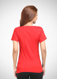 Women's Plain Half Sleeve T-Shirt- Red