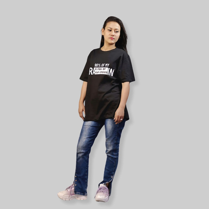 90% Rap Lyrics Unisex Typography Printed T-Shirt