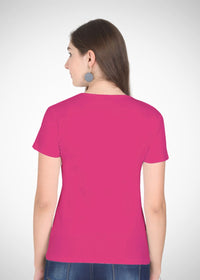 Women's Plain Half Sleeve T-Shirt- Pink