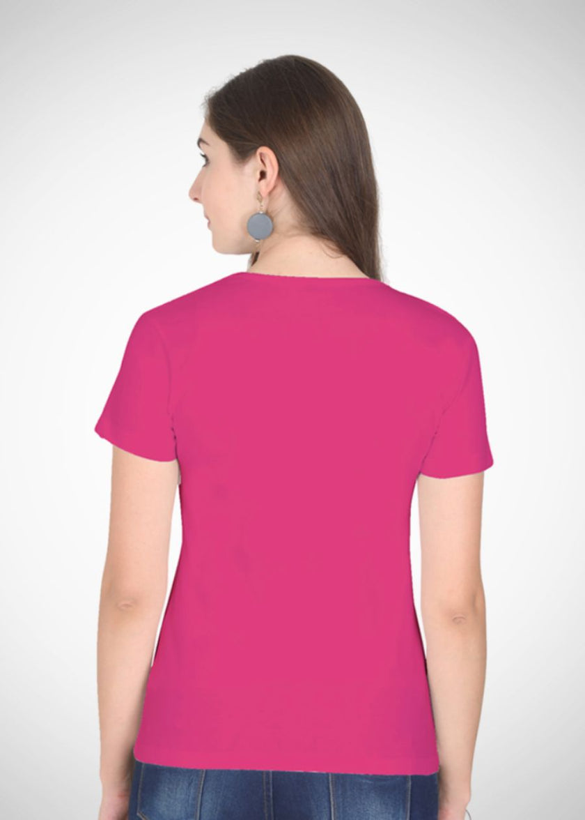 Women's Plain Half Sleeve T-Shirt- Pink