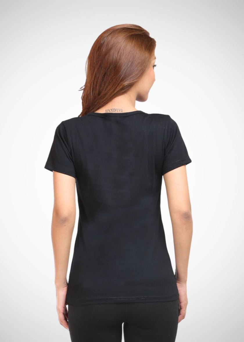 Women's Plain Half Sleeve T-Shirt- Black