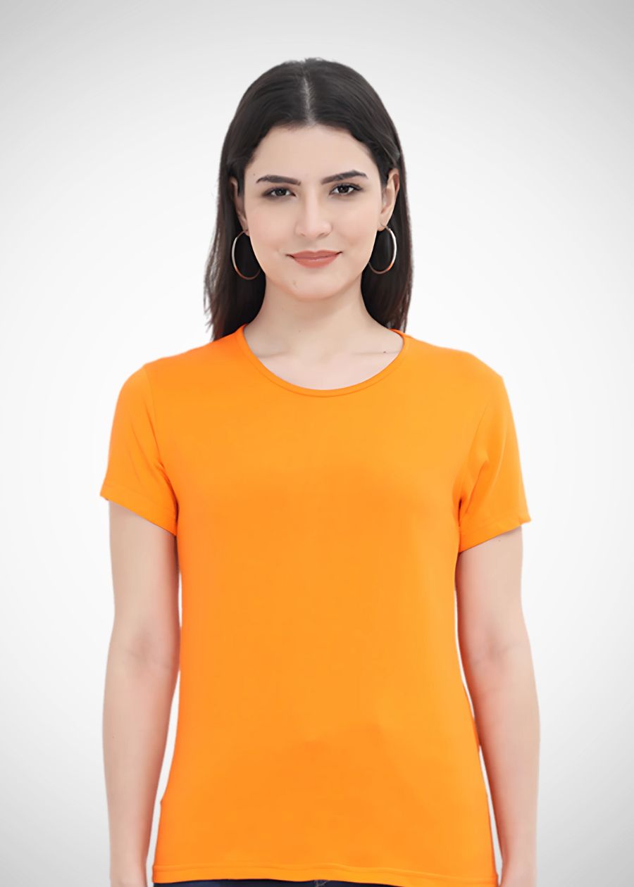 Women's Plain Half Sleeve T-Shirt - Orange
