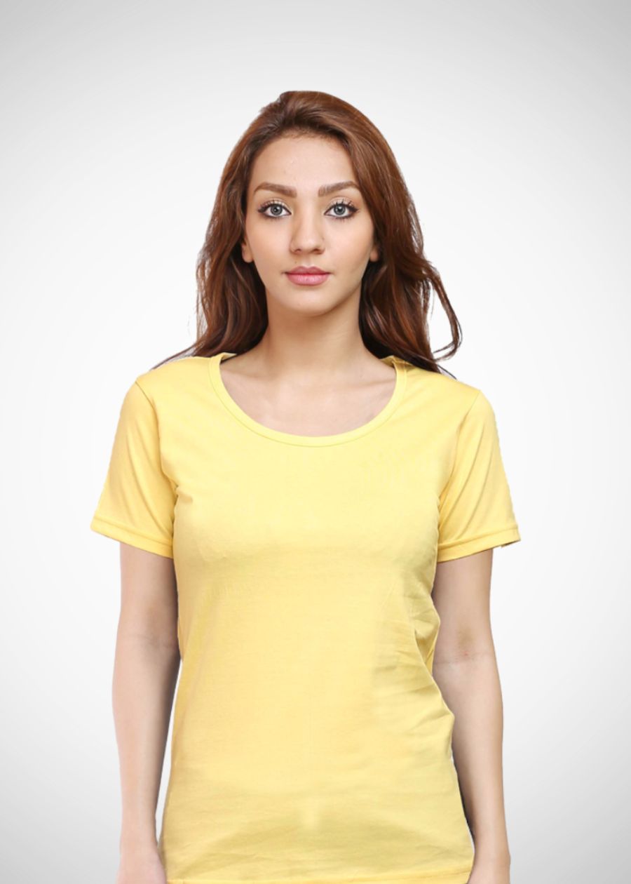 Women's Plain Half Sleeve T-Shirt - Yellow
