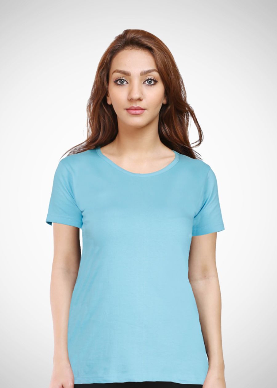 Women's Plain Half Sleeve T-Shirt - Sky Blue