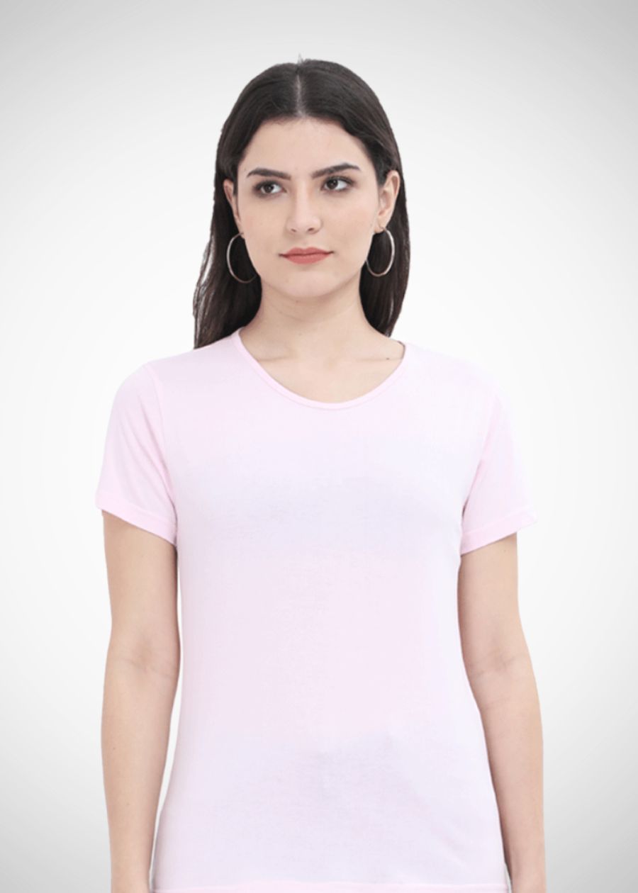 Women's Plain Half Sleeve T-Shirt - Light Baby Pink